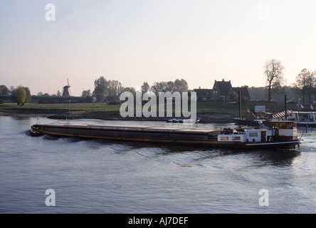 Barge on River Ijssel in Deventer Holland Stock Photo