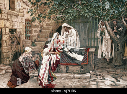 Christ raising the daughter of Jairus, Governor of the Synagogue, from the dead, 1897. Artist: James Tissot Stock Photo
