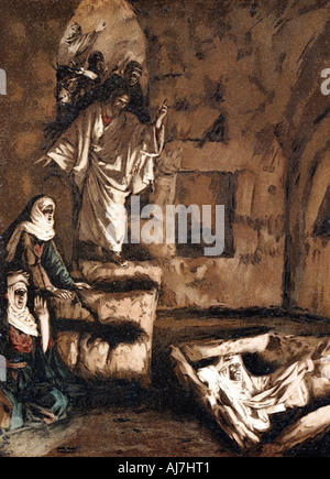 Jesus raising Lazarus from the tomb, 1897. Artist: James Tissot Stock Photo
