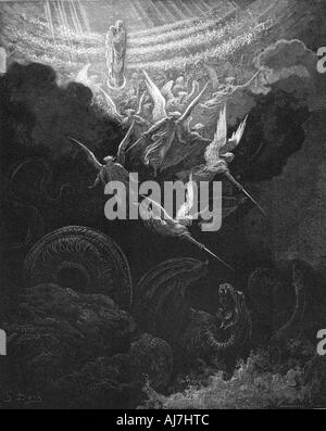 Archangel Michael And His Angels Fighting The Dragon Virgin Mary Stock 