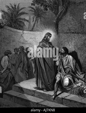 Christ healing the man sick of the palsy, 1866. Artist: Gustave Doré Stock Photo