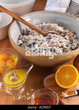 Christmas pudding ingredients in a bowl Stock Photo