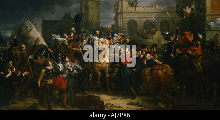 Henry IV of France entering Paris, 22 March 1594 (19th century). Artist: Anon Stock Photo