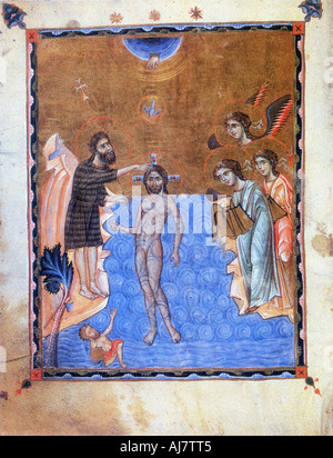 Baptism of Jesus by St John the Baptist. Artist: Unknown Stock Photo