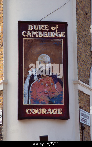 Sign outside of the Duke of Cambridge Gastropub, Islington, London, England Stock Photo