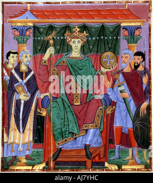 Coronation of Otto III, German king, c998. Artist: Anon Stock Photo