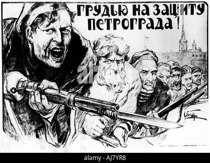 'Defence of Petrograd by all our Forces', 1919. Artist: Alexander Apsit Stock Photo