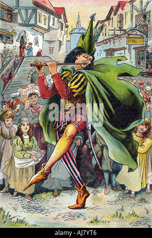 The Pied Piper leading away the children of Hamelin, c1899. Artist: Unknown Stock Photo