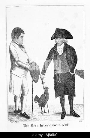 The First Interview in 1786' between Deacon Brodie and George Smith, 1788. Artist: John Kay Stock Photo