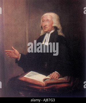 John Wesley, 18th century English non-conformist preacher. Artist: Unknown Stock Photo