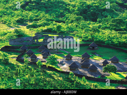 Shona villageof traditional huts in valley of Great Zimbabwe Ruins Zimbabwe Stock Photo