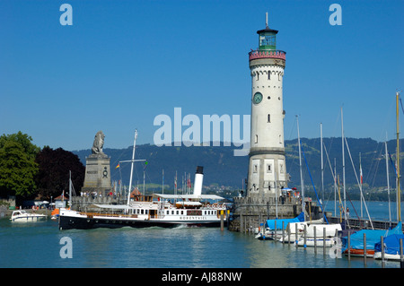 Lindau harbour, Lake Constance, Bavaria, Germany, Europe Stock Photo