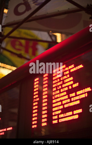 Discount Broadway Show ticket prices sign at Ticket Ticket in Times Square Midtown Manhattan New York NY Stock Photo
