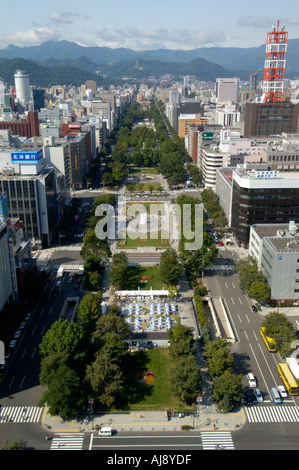 view of Odori Park from the Television Tower in central Sapporo Japan 2005 Stock Photo