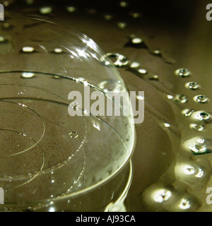 Soap bubbles on mirror close up Stock Photo