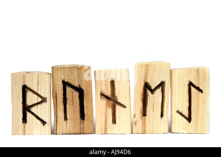 The word Runes spelt with traditional runic staves Stock Photo