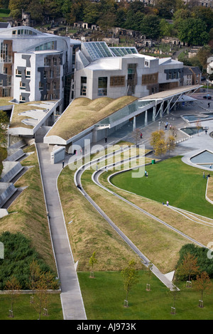 The Scottish parliament building Holyrood Edinburgh designed by Enric Miralles the Catalan architect Stock Photo