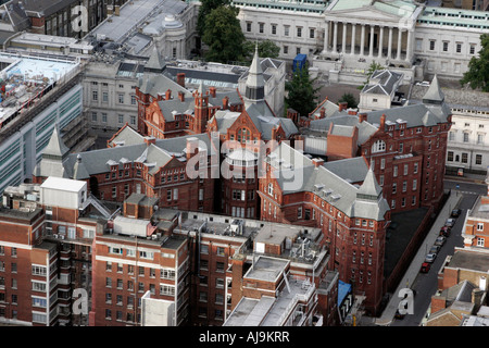 A view from the BT Tower of the Cruciform building of the University College Hospital and behind is University College London Stock Photo