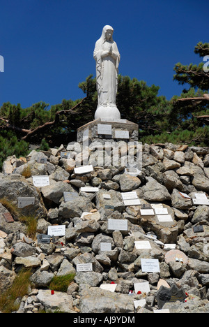 Statue and monument of the Virgin Mary on Bavella Pass, Corsica, France Stock Photo