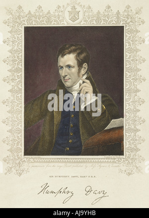 Humphry Davy, British chemist and inventor, 1801 Artist: Thomson Stock Photo