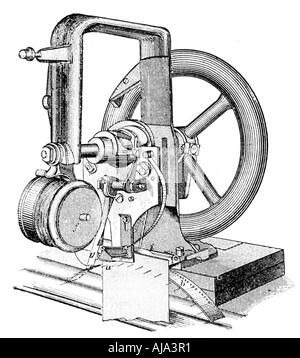 First lockstitch sewing machine, invented by Elias Howe, c19th century. Artist: Unknown Stock Photo