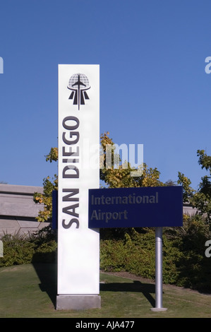 Sign identifying San Diego International Airport (Lindbergh Field) Stock Photo