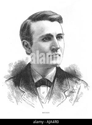 Thomas Alva Edison, American inventor, c1879. Artist: Unknown Stock Photo