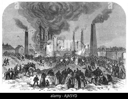 Coal mining disaster, Oaks Colliery, Barnsley, Yorkshire, December 1866. Artist: Anon Stock Photo