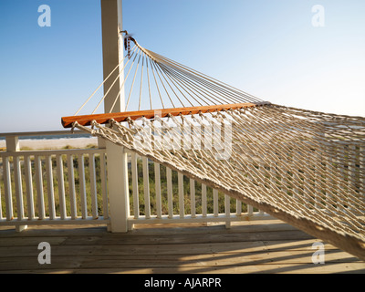 Porch with hammock at beach at Bald Head Island North Carolina Stock Photo