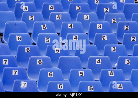 Numbered seats in an open-air theatre Stock Photo