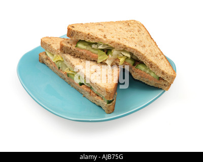 Salmon and Cucumber Malted Bread Sandwich Stock Photo