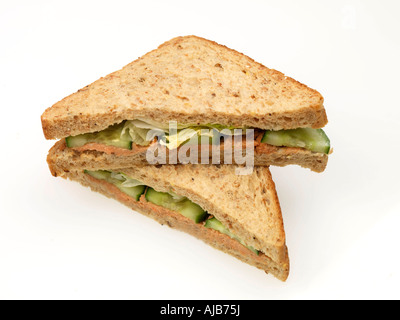 Salmon and Cucumber Malted Bread Sandwich Stock Photo