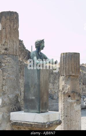 Statue of Diana at the Temple of Apollo Pompeii Campania Italy under the Vesuvius volcano July 2006 Stock Photo
