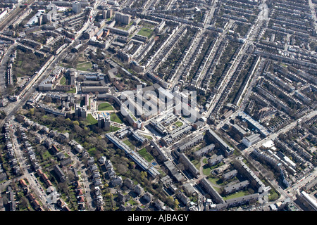 Aerial view south east of suburban housing Holloway London N7 England UK High level oblique Stock Photo