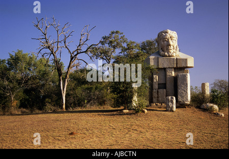 Bust of president Paul Kruger at Kruger entrance gate, founder of the Kruger National Park South Africa travel tourism Stock Photo