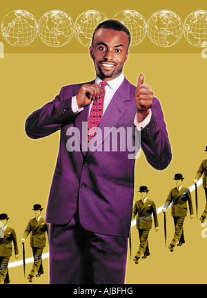 business man smiling with thumbs up Stock Photo