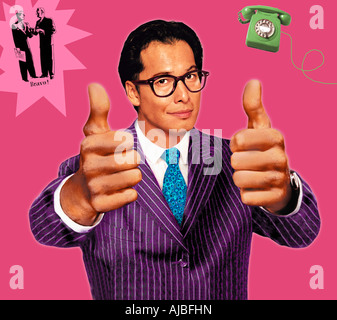 asian Business man with thumbs up Stock Photo