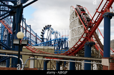 Roller coaster rides at Blackpool Pleasure Beach Stock Photo