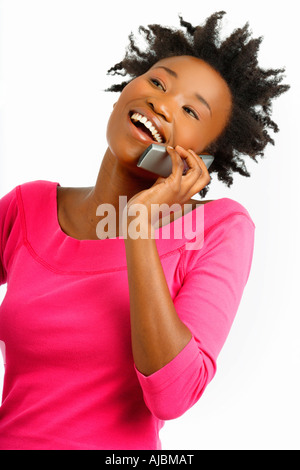 Young Woman Talking on Cell Phone Stock Photo