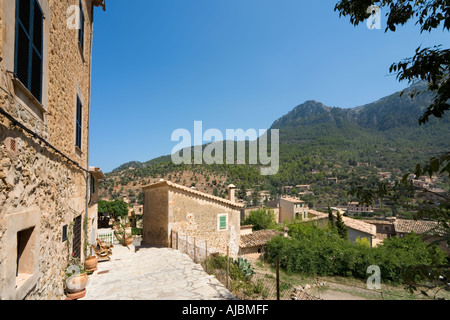 View over the village of Deia on the main West Coast, Mallorca, Spain Stock Photo