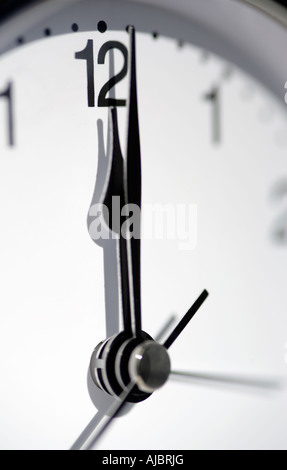 Close-Up of a Clock Fact at 12 o' Clock Stock Photo