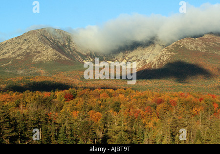 Scenic View of Cloud Cover over Mount Katahdin Stock Photo