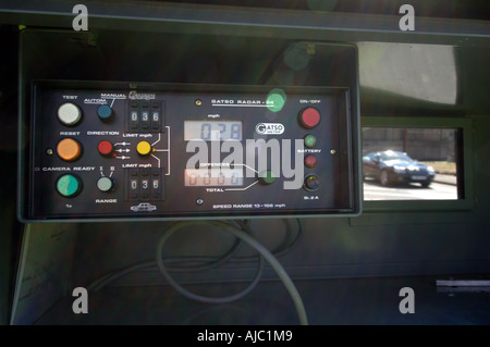 A policemans eye view of the control panel of a Gatso speed  camera. Stock Photo
