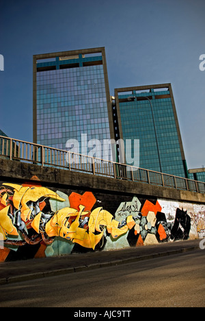 Italy, Milan. 2007. Lorenteggio bridge. Street art Stock Photo