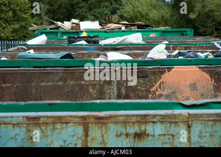 Skips full of rubbish at the Civic Amenity Site Skelmersdale Lancashire UK Stock Photo