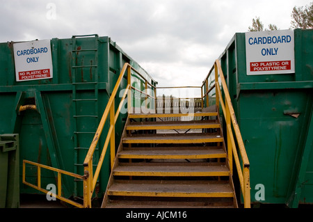 Skips for recycling cardboard at the Civic Amenity Site Skelmersdale Lancashire UK Stock Photo