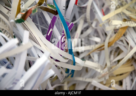 Shredded paper for recycling at the Civic Amenity Site Skelmersdale Lancashire UK Stock Photo