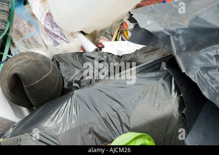 Bags of rubbish at the Civic Amenity Site Skelmersdale Lancashire UK Stock Photo