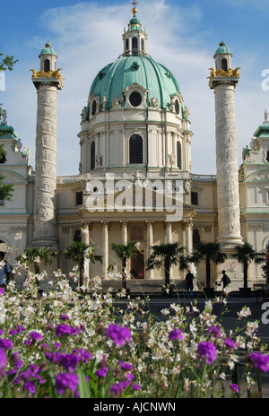 St Charles Church (Karlskirch), Karlsplatz, Innere Stadt, Vienna (Wien), Republic of Austria Stock Photo