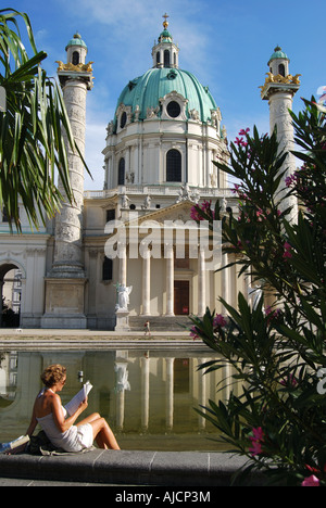 St Charles Church (Karlskirch), Karlsplatz, Innere Stadt, Vienna (Wien), Republic of Austria Stock Photo